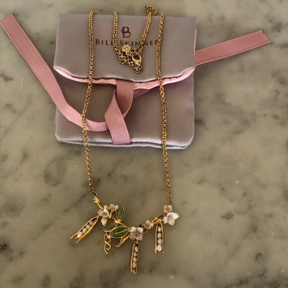 BILL SKINNER Retired Pearl Peas in Pod Gold Necklace Rare - Picture 7 of 17